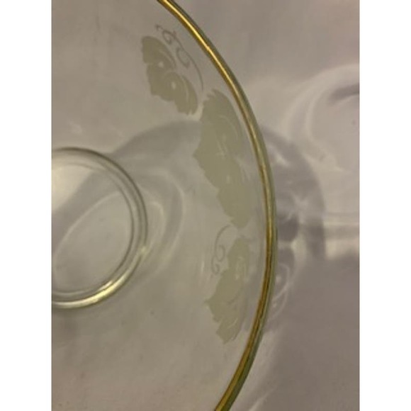 Anchor Hocking VTG Punch Bowl Etched White Grape Leaves - Picture 7 of 7